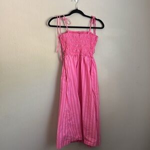 Target Hot Pink Striped Smocked Sundress with Tie Straps